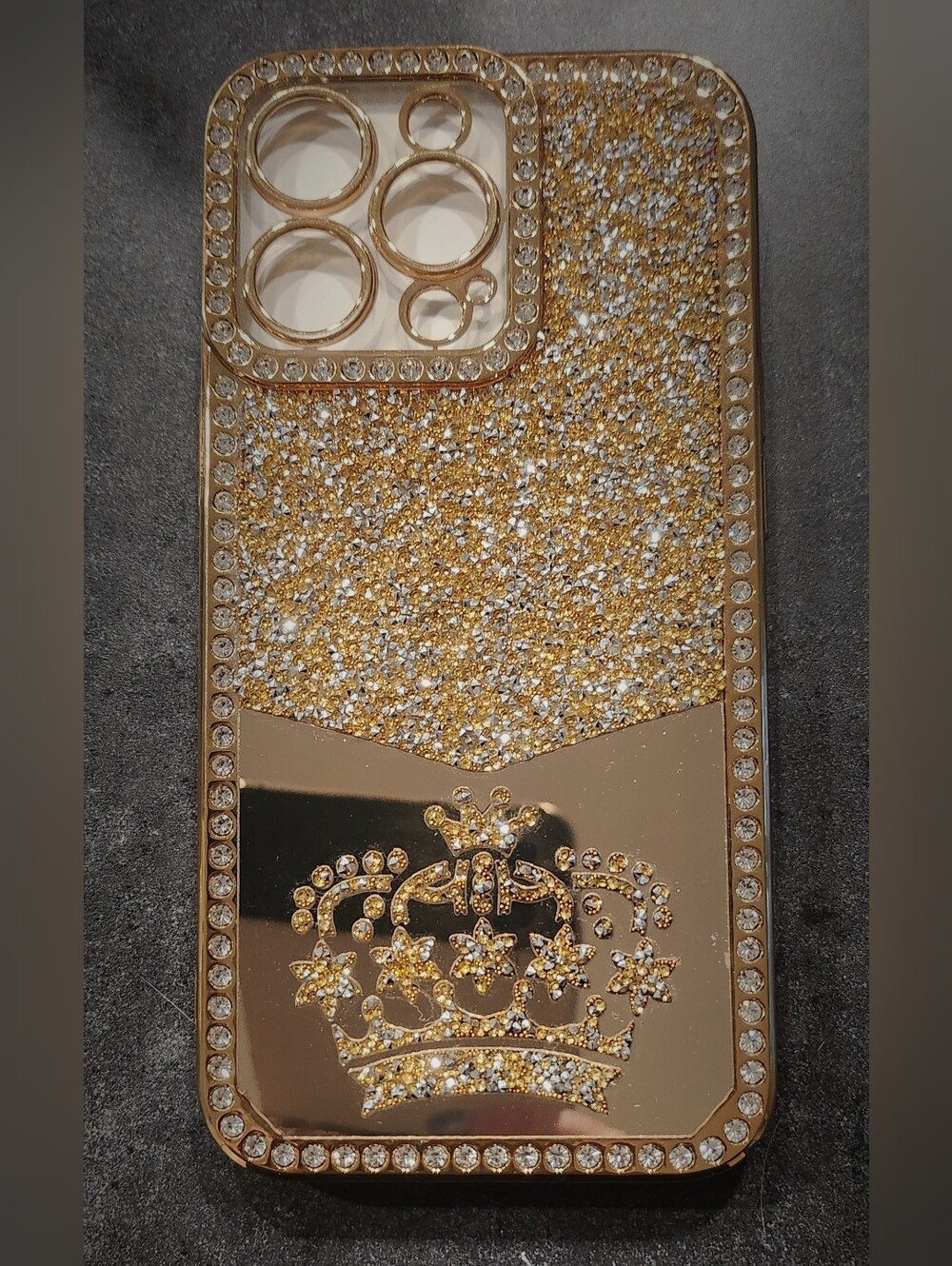 Luxury Gold Crystal Crown Phone Case - Glitter Protective Cover For iphone13Pro